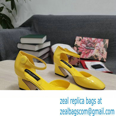 Dolce  &  Gabbana Heel 6.5cm/10.5cm Patent leather Mary Janes Yellow with Geometric Heel 2022